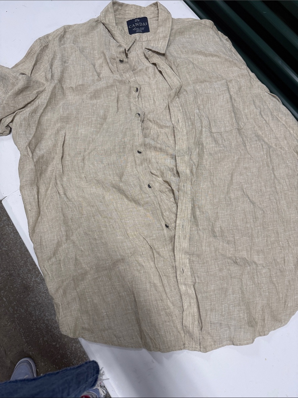 Beige Linen-Blend Men's Shirt